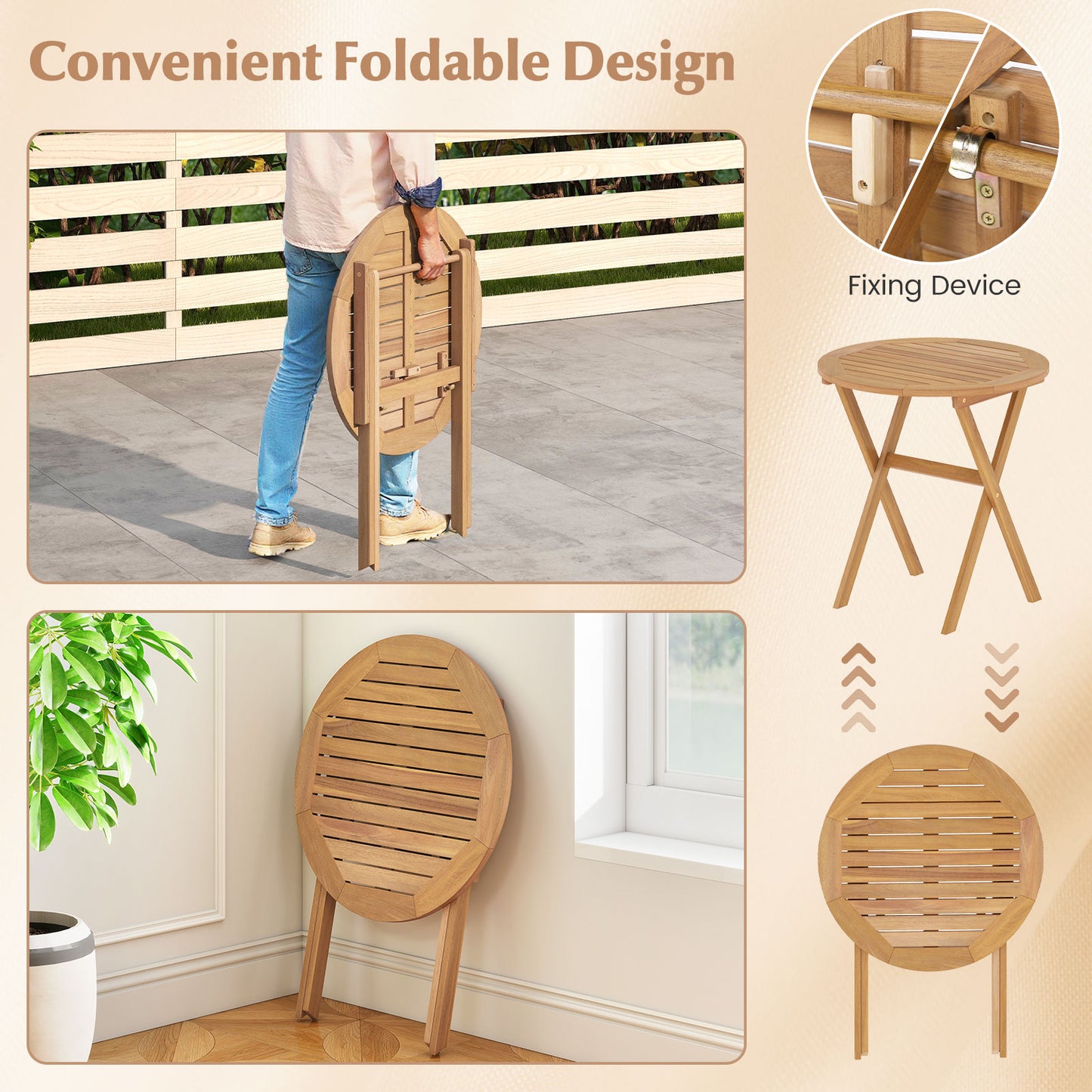 Outdoor Side Table, Slatted Tabletop, X-Shaped Structure Patio Dining Tables at Gallery Canada