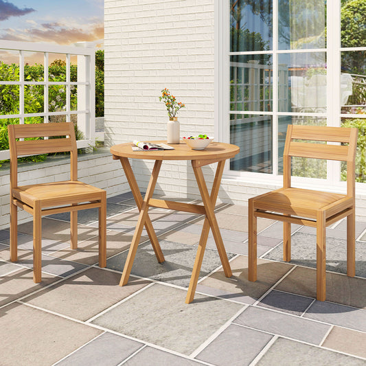 Outdoor Side Table with Slatted Tabletop and X-Shaped Structure Patio Dining Tables Options at Gallery Canada
