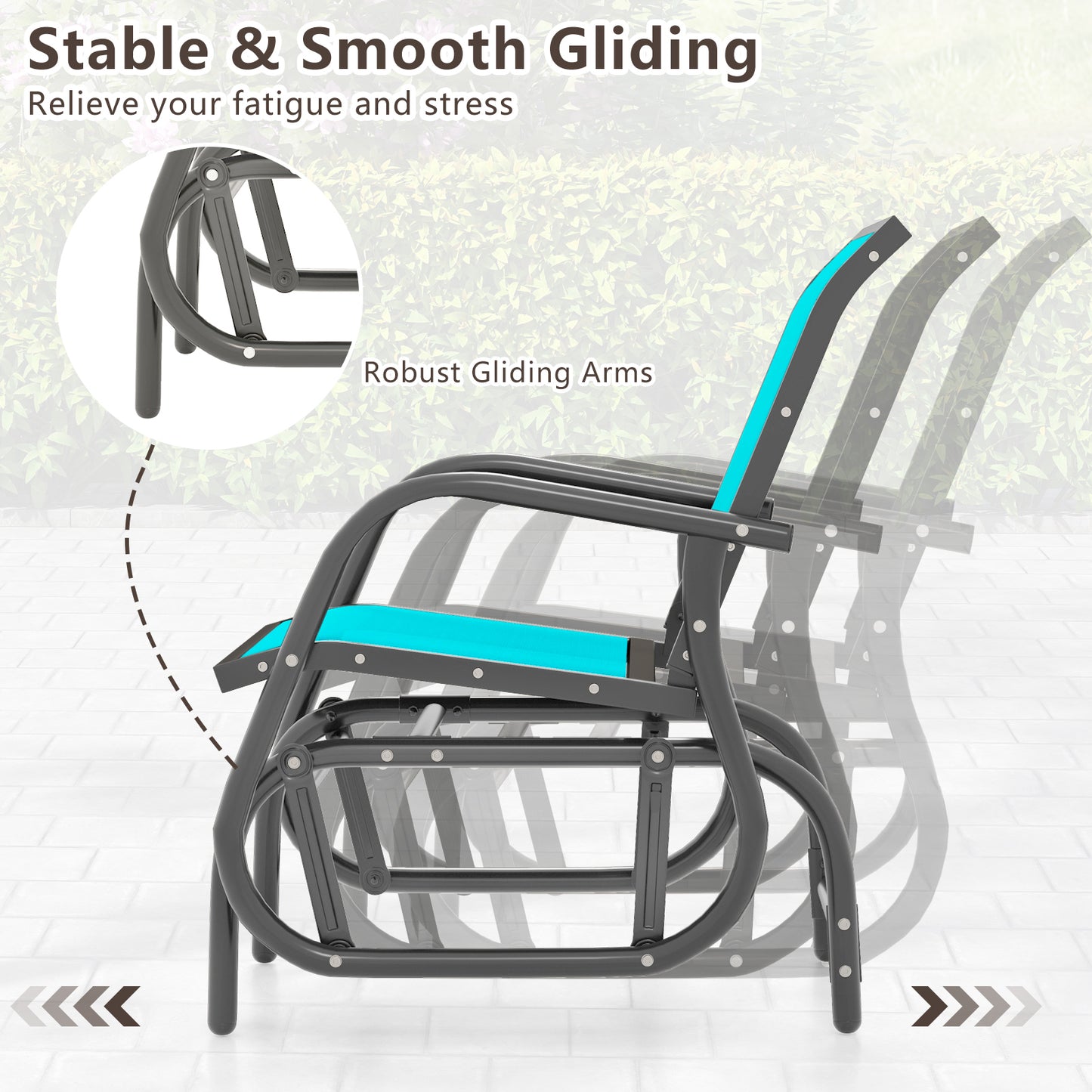 Outdoor Single Swing Glider Rocking Chair, Turquoise Patio Rocking Chairs & Gliders at Gallery Canada