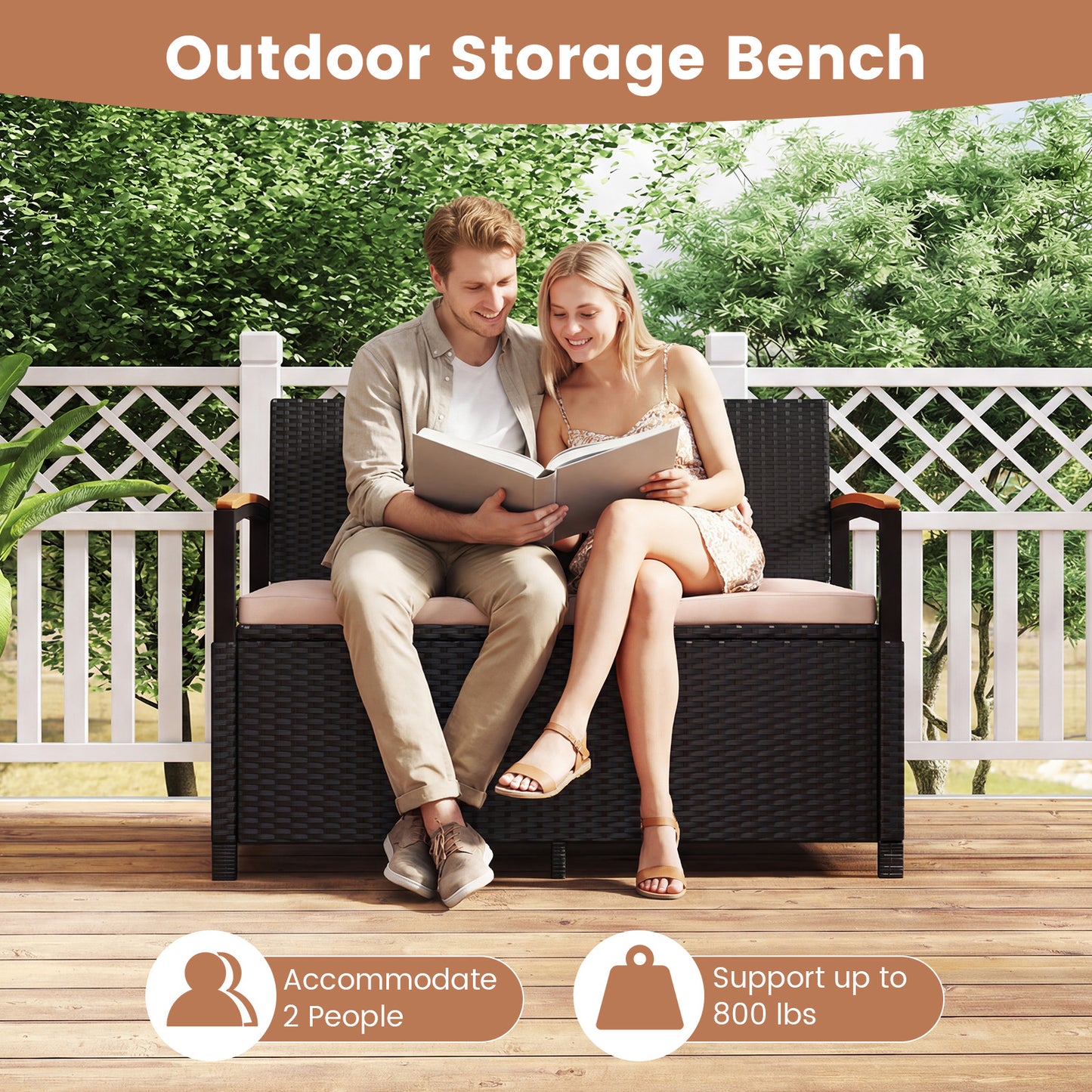 Outdoor Storage Bench Deck Box, Beige Sheds & Outdoor Storage at Gallery Canada