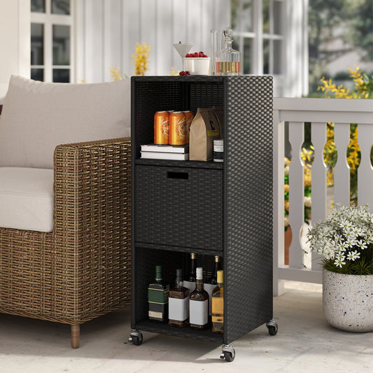 Outdoor Storage Cabinet With Drawer and 3 Shelves, Black Sheds & Outdoor Storage Black at Gallery Canada