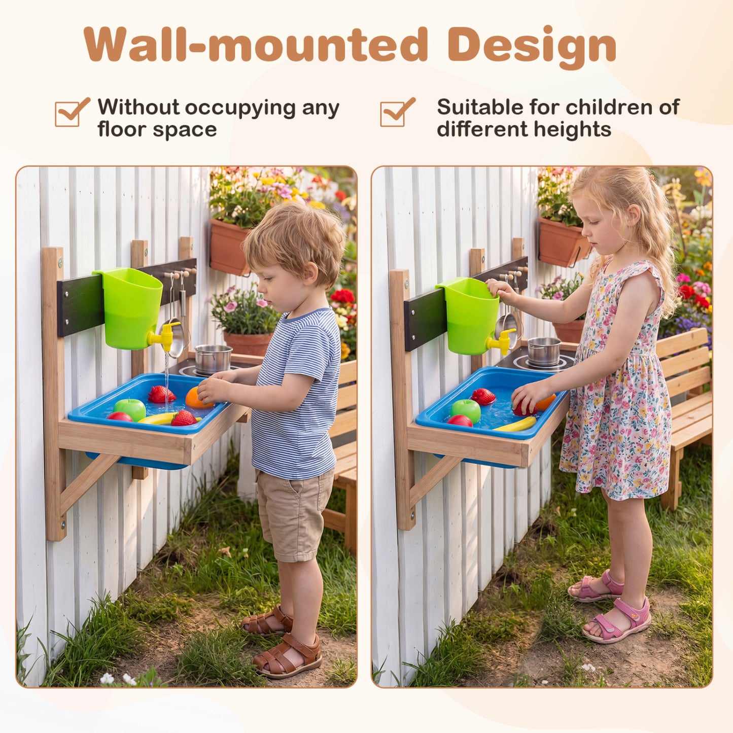 Outdoor Wall Mounted Mud Kitchen for Kids Ages 3+ Play Kitchen Sets at Gallery Canada