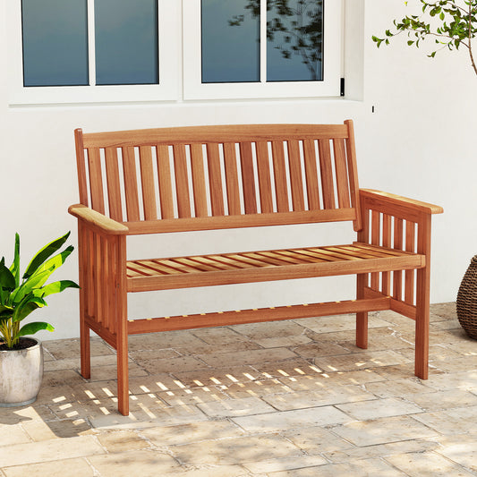 Outdoor Wood Garden Bench, 2-Person Patio Park Bench With Backrest Outdoor Benches Options at Gallery Canada