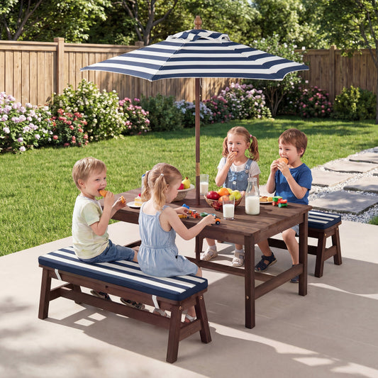 Kids Picnic Table, Outdoor Wooden, Removable Umbrella And Cushions Kids Table & Chair Sets Options at Gallery Canada