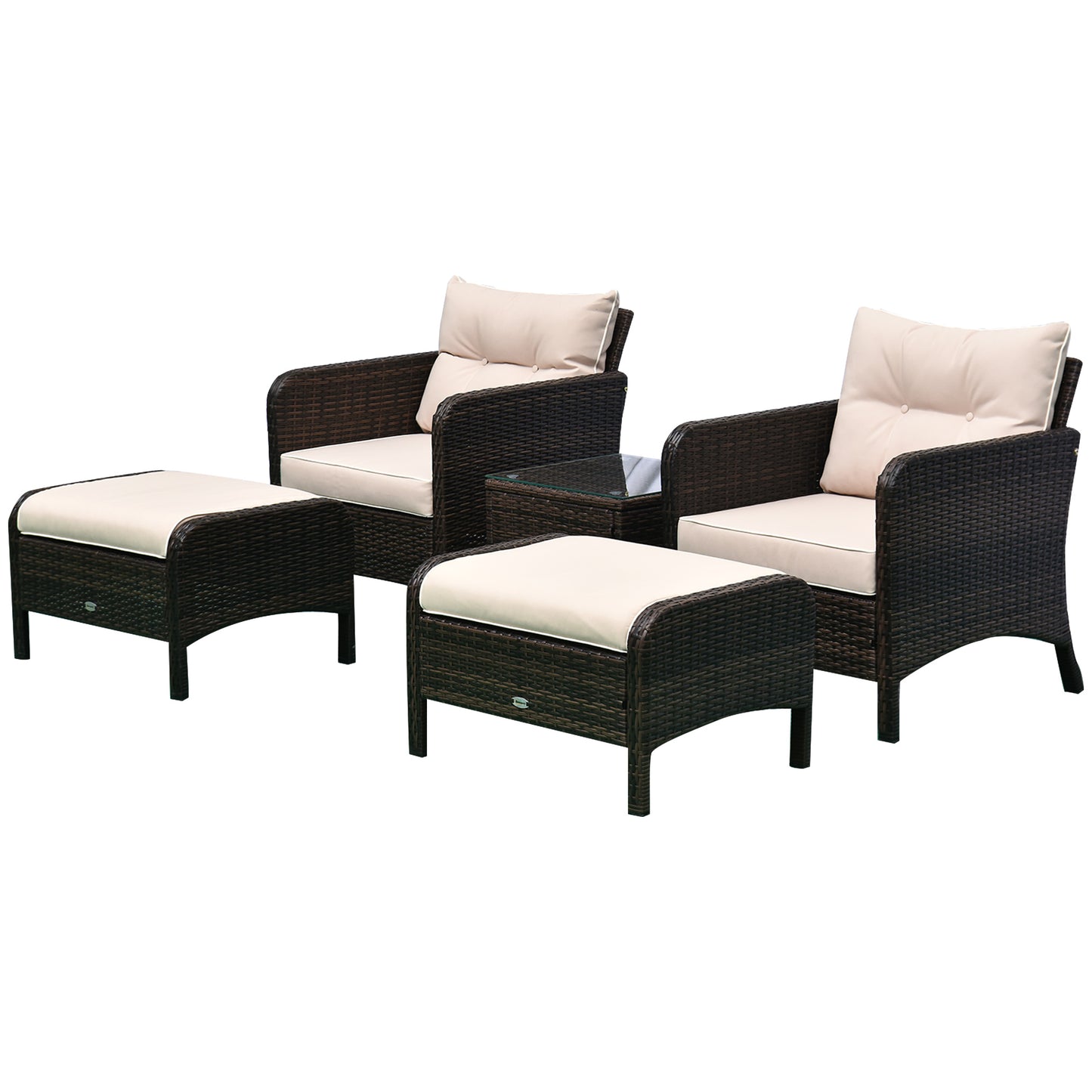 5pcs Outdoor Patio Furniture Set Wicker Conversation Set Footrest Coffee Table Patio Furniture Sets at Gallery Canada