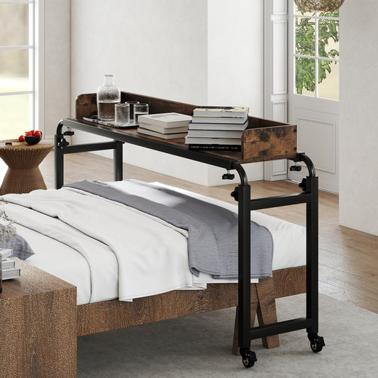 Overbed Desk With Wheels, Queen Size, Adjustable Height, Brown Bedroom Brown at Gallery Canada