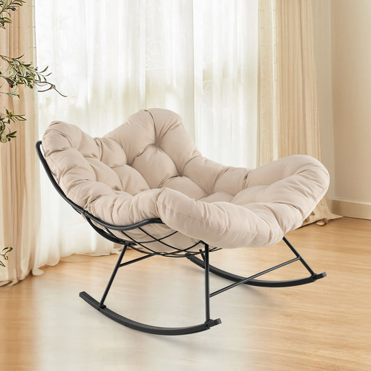 Oversized Egg Papasan Chair, Padded Cushion, Beige Patio Rocking Chairs & Gliders Beige at Gallery Canada
