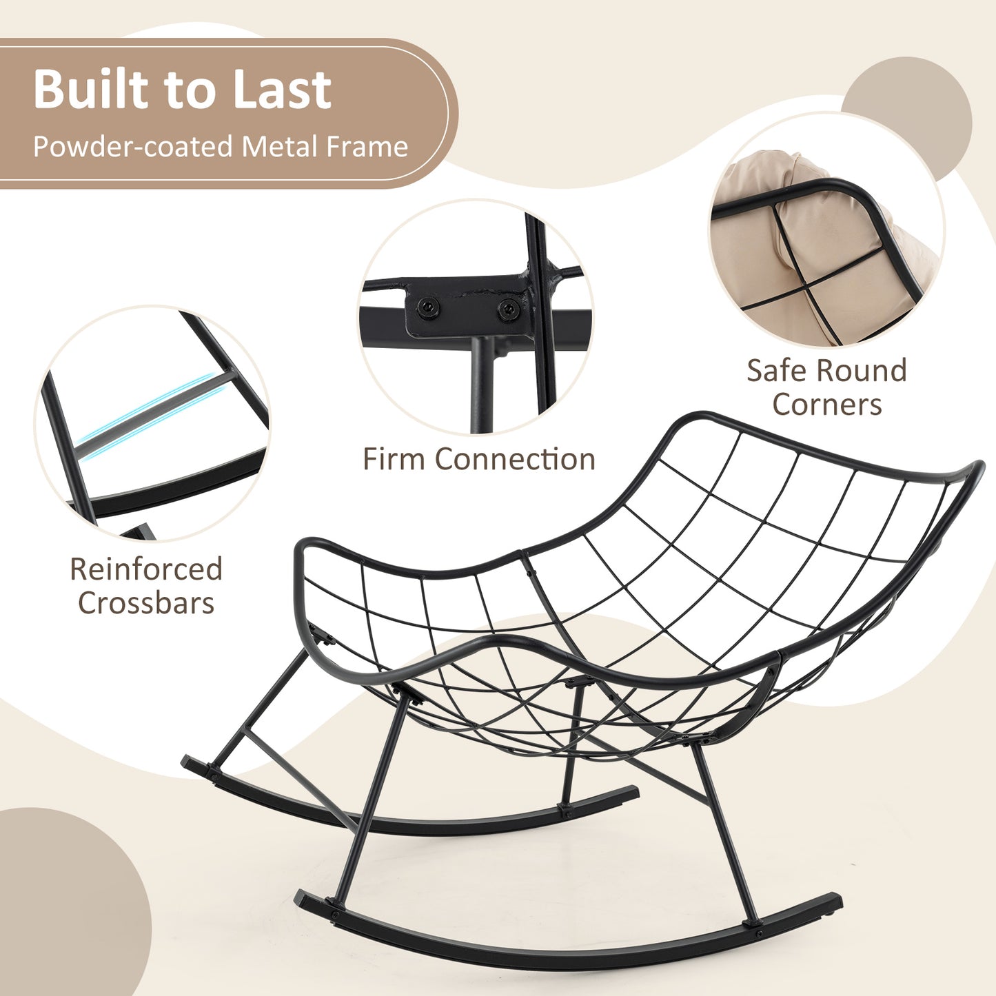 Oversized Egg Papasan Chair, Padded Cushion, Beige Patio Rocking Chairs & Gliders at Gallery Canada