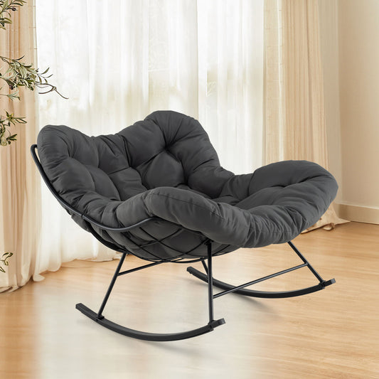 Oversized Egg Papasan Chair, Padded Cushion, Gray Patio Rocking Chairs & Gliders Gray at Gallery Canada