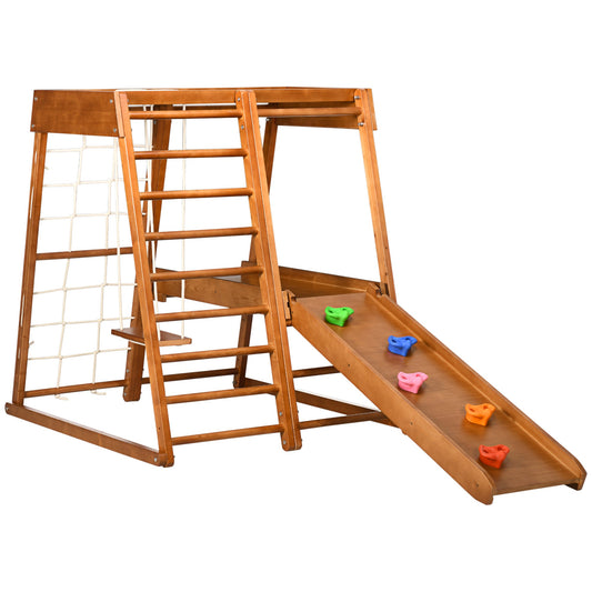 6-in-1 Kids Indoor Playground Jungle Gym with Slide, Climbing Wall, Rope Climber, Monkey Bars, Swing, Ladder, Toddler Climbing Toys for 3-10 Years Old - Gallery Canada