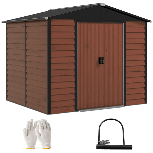 8' x 7' Outdoor Storage Shed, Galvanized Steel, Lockable Doors, Floor Frame Sheds Teak at Gallery Canada