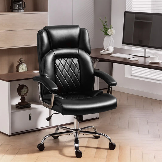 Big and Tall Office Chair 400 lbs, PU Leather, High Back, Black Executive & Manager Chairs Black at Gallery Canada