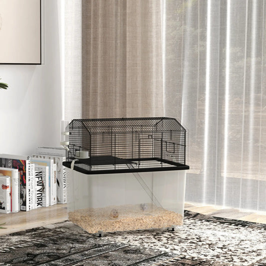Maison de Hamster, Habitat de Gerbille, Roues, Fond Détachable, Noir