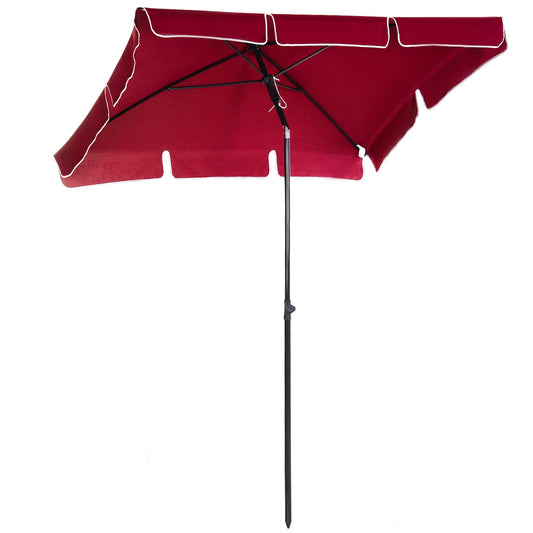 6.5x4ft Rectangle Patio Umbrella Aluminum Tilt Adjustable Garden Parasol Sun Shade Outdoor Canopy Red at Gallery Canada