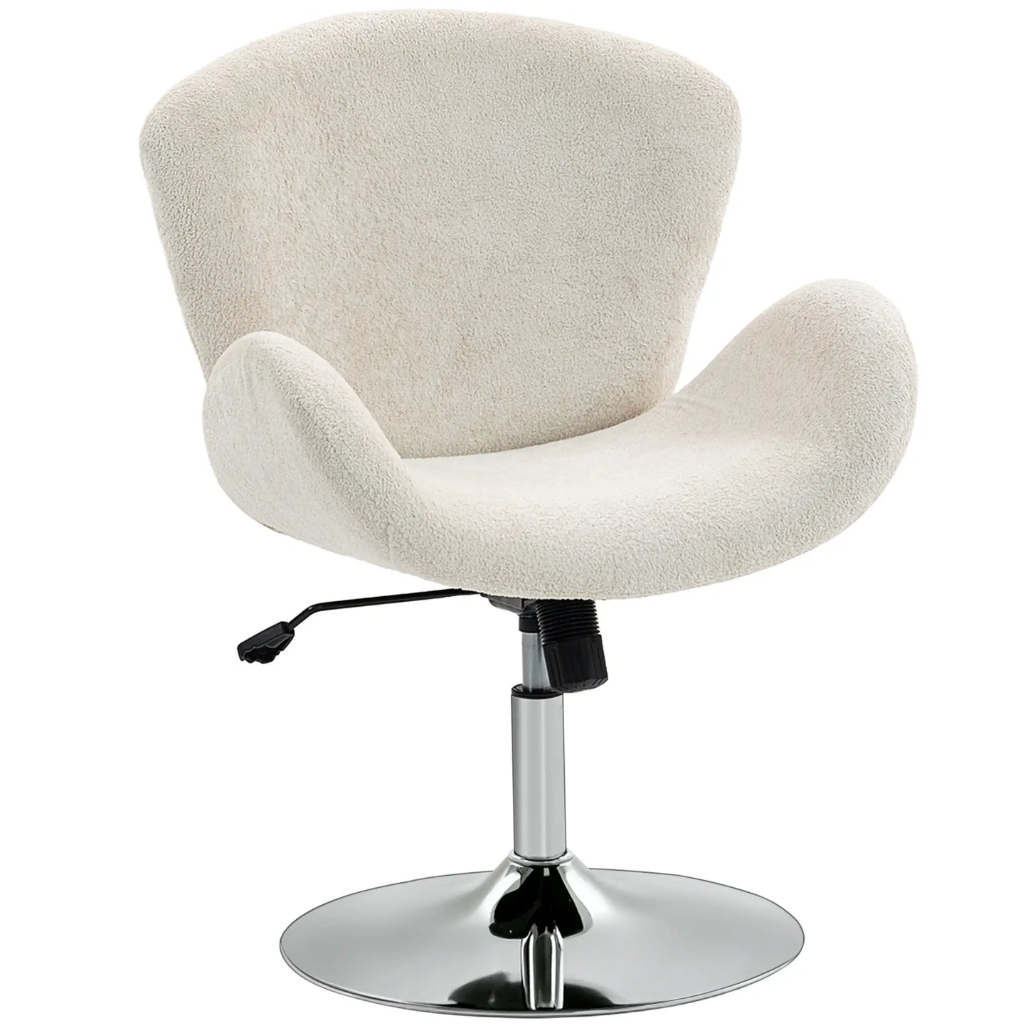 Swivel Office Chair, Velvet Desk Chair, Wide Bucket Seat, Cream White Task Chairs at Gallery Canada