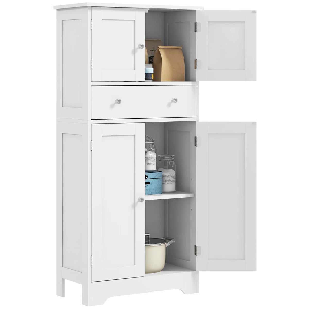 50.5" Kitchen Cabinet, 4 Doors, Drawer, Adjustable Shelf, White Kitchen Pantry Cabinets at Gallery Canada