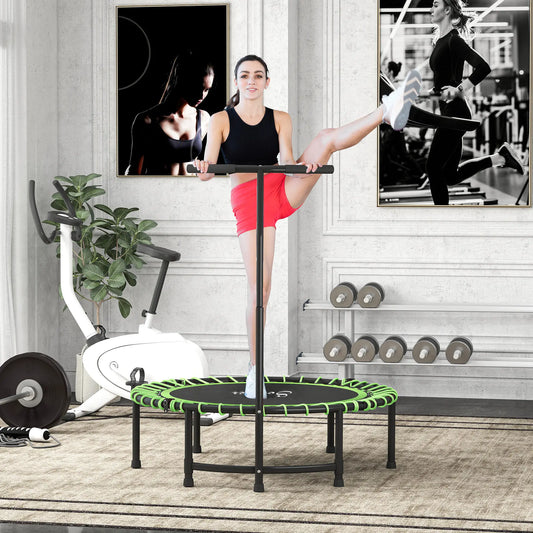 45" Foldable Mini Trampoline, Adjustable Handle, Fitness Exercise Rebounder Trampolines Green at Gallery Canada