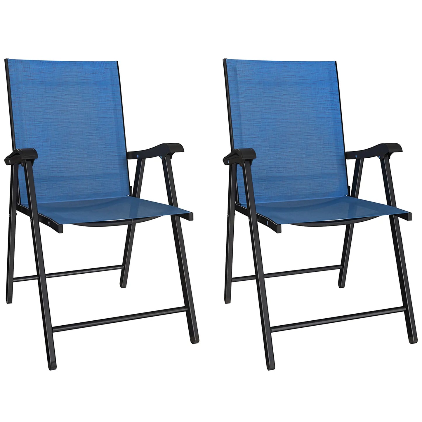 Folding Patio Chairs Set Of 2, High Back Outdoor Dining Chairs, Blue Patio Chairs at Gallery Canada