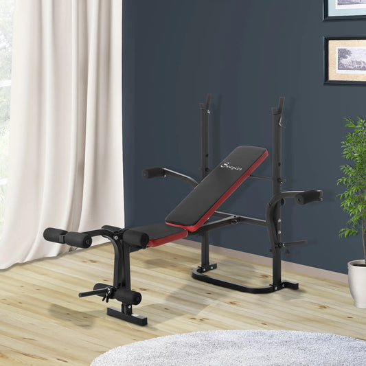 Adjustable Weight Bench, Leg Developer, Barbell Rack, Home Gym Weight Benches Black, red at Gallery Canada