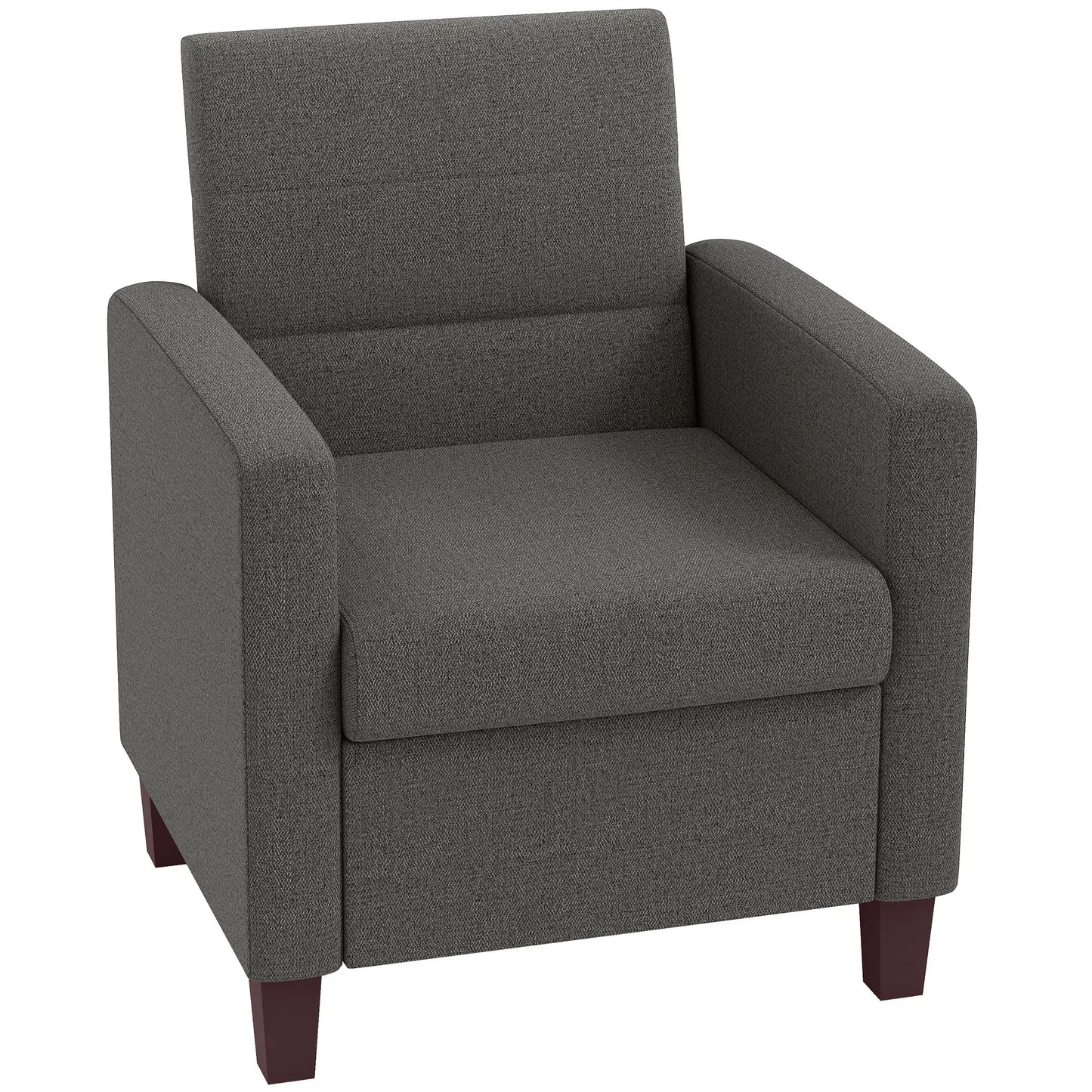 Modern Fabric Accent Chair, Seat Cushion, Non-Slip Pads, Dark Grey Accent Chairs at Gallery Canada