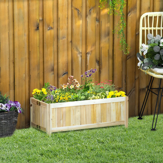 Foldable Elevated Planter Box, Wooden Raised Garden Bed, 48x24x30in, Natural Wooden Planter Boxes Natural at Gallery Canada