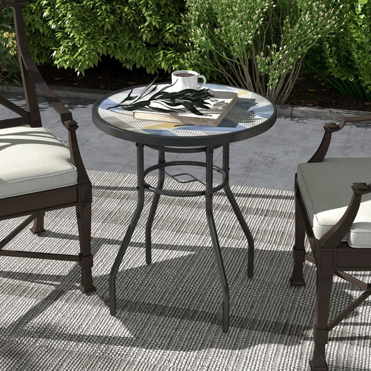 23.6" Round Patio Table, Outdoor Side Table, Multicolour Patio Side Tables Multi Colour at Gallery Canada