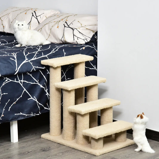 23.5" 4 Tier Pet Stairs, Dog Cat Step, Cream White Cat Stairs Cream at Gallery Canada