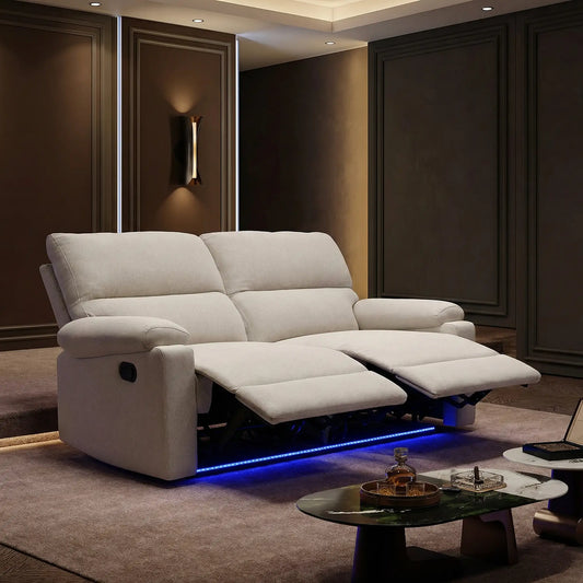 2 Seater Reclining Chair, Loveseat with Footrest, Cream White Sofas & Reclining Chairs Cream at Gallery Canada
