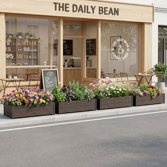 PE Rattan Elevated Raised Garden Bed Raised Garden Beds Brown at Gallery Canada