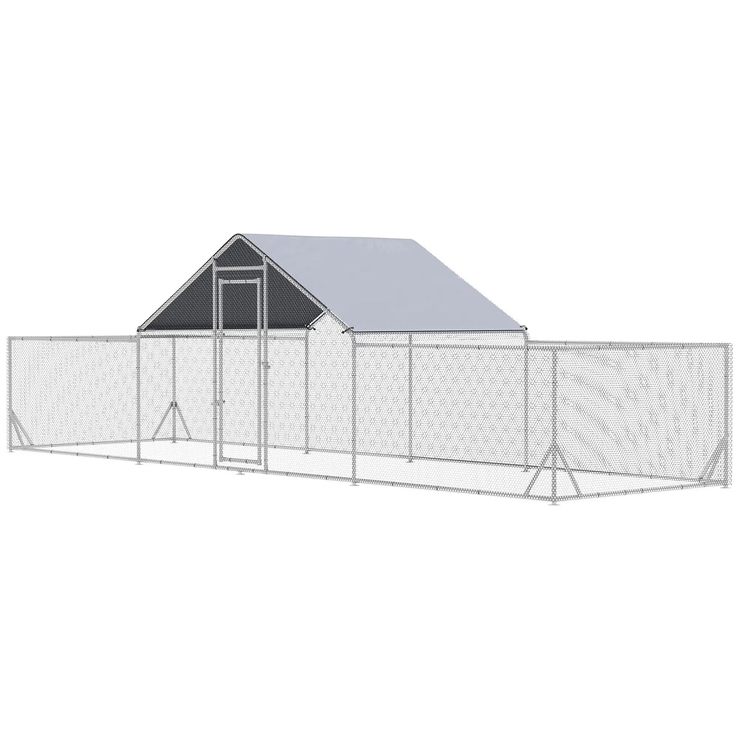 23' x 6.6' Metal Chicken Coop, Waterproof Anti-UV Cover, Spire Roof, Door, for 12-14 Chickens, Ducks, Rabbits, Sliver Chicken Coops at Gallery Canada