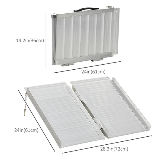 Textured Aluminum Folding Wheelchair Ramp, Portable Threshold Ramp 2', for Scooter Steps Home Stairs Doorways - Gallery Canada