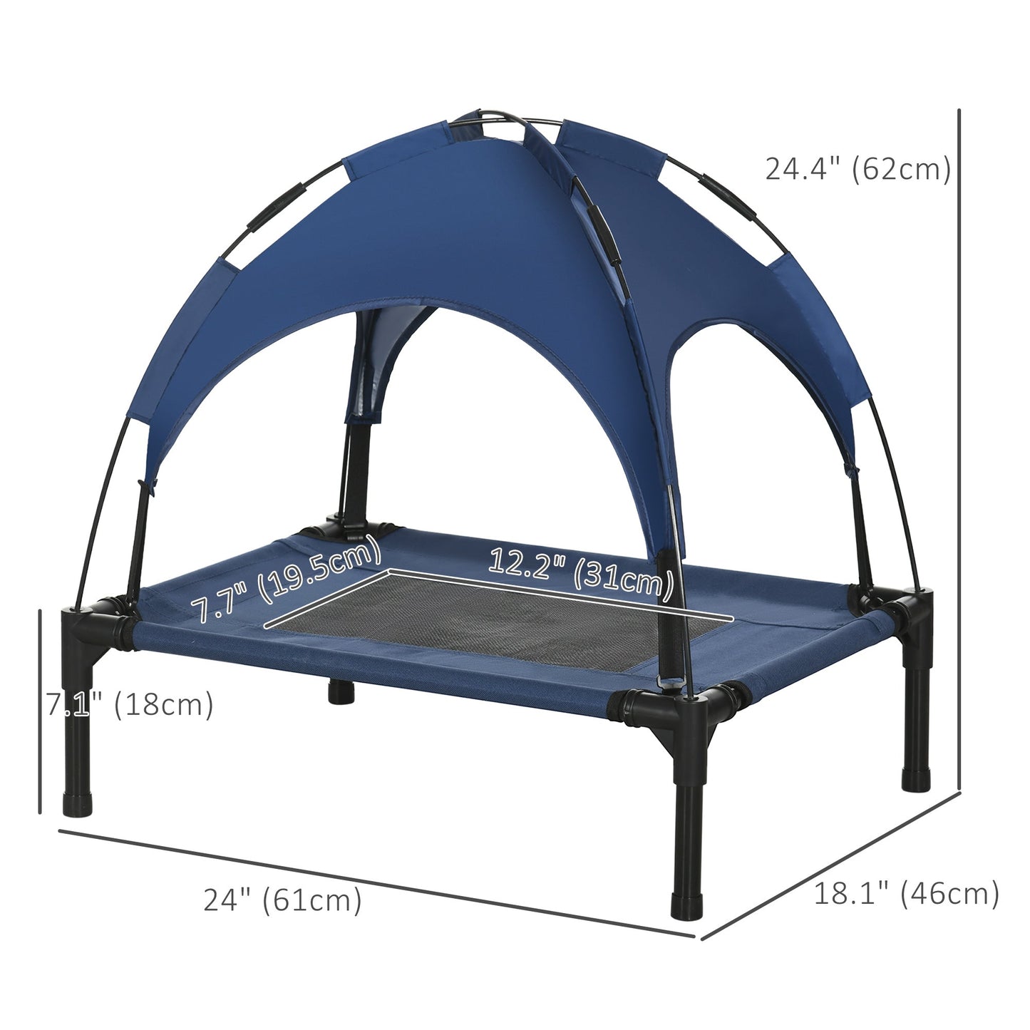Elevated Cooling Pet Bed Portable Raised Dog Cot with Canopy for Small-Sized Dogs, Dark Blue at Gallery Canada