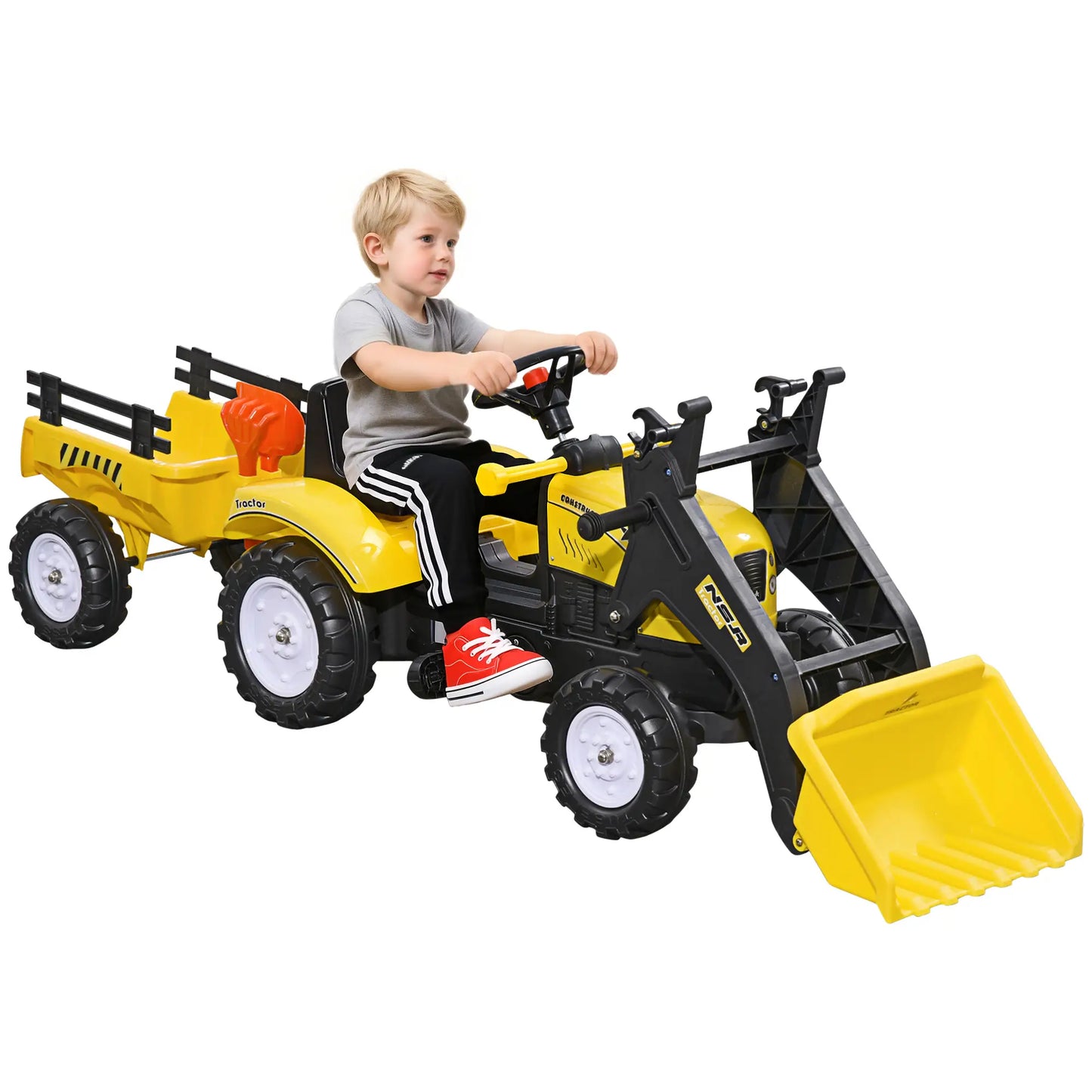 Front Loader Excavator Ride On Toy, 6 Wheels, Controllable Bucket, Yellow Toy Excavators at Gallery Canada