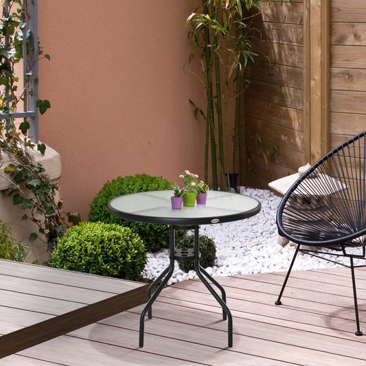 31.5'' Round Bistro Table, Outdoor Dining, Tempered Glass Top, Weather-resistant Patio Side Tables Black at Gallery Canada