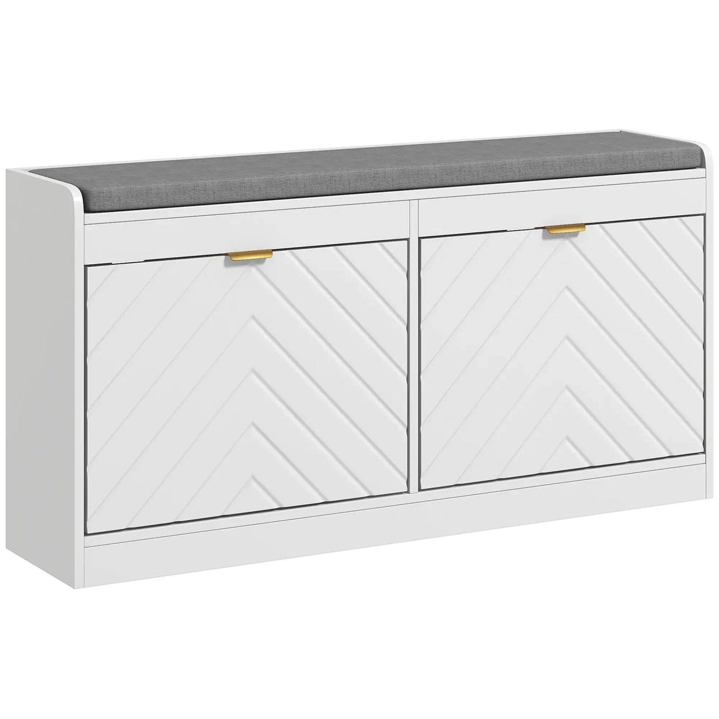 Shoe Storage with Seat, Upholstered Hallway Bench, Shoe Bench with 2 Flip Drawers and 4 Vents for 8 Pairs of Shoes Shoe Storage Cabinets & Racks at Gallery Canada