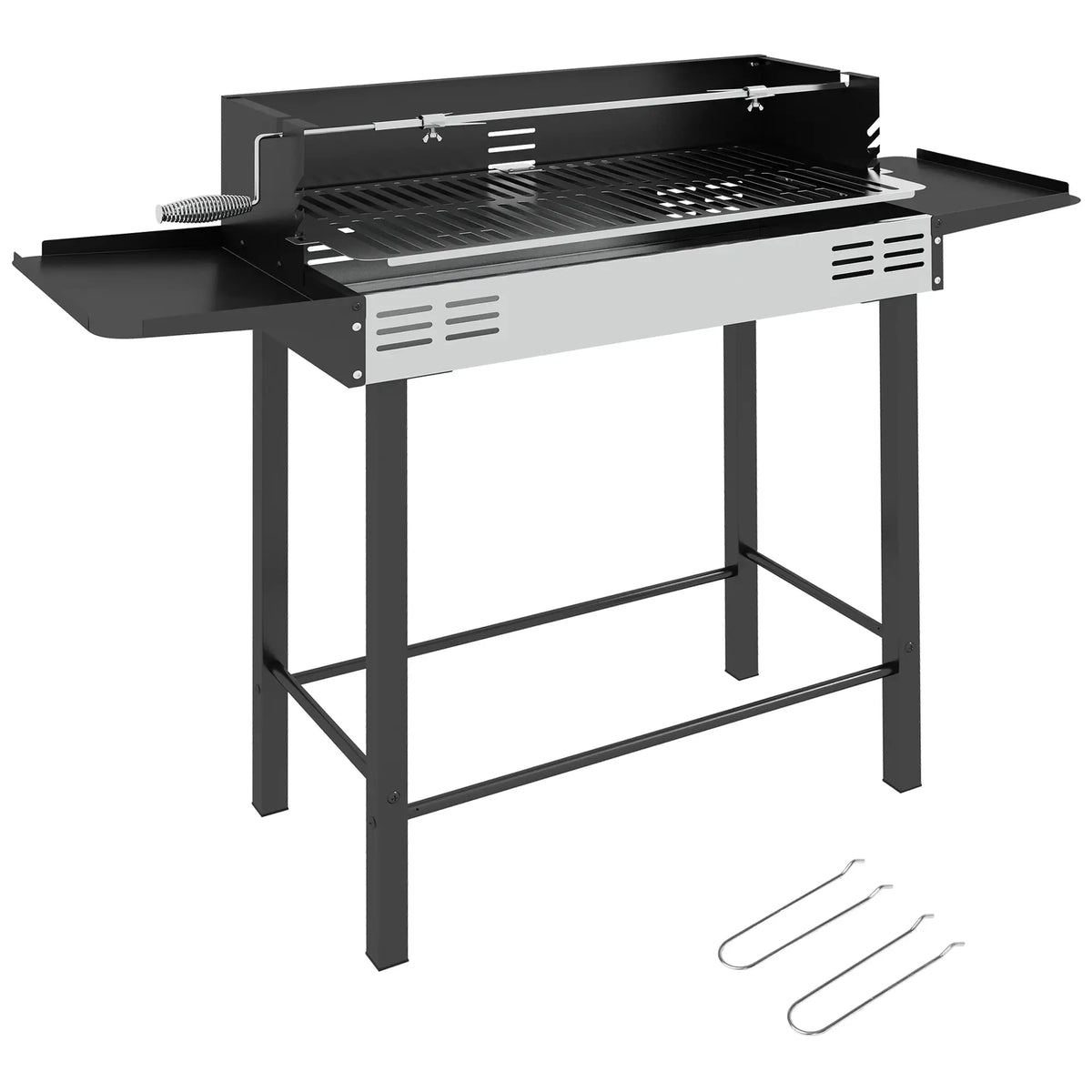 Charcoal Rotisserie Grill, 3-Level Grate, Storage Shelves, Stainless Steel Charcoal BBQ Grils at Gallery Canada