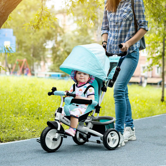 6 in 1 Tricycle for Toddler 1-5 Years, Parent-Push Handle, Green Tricycles for Kids Green and White at Gallery Canada