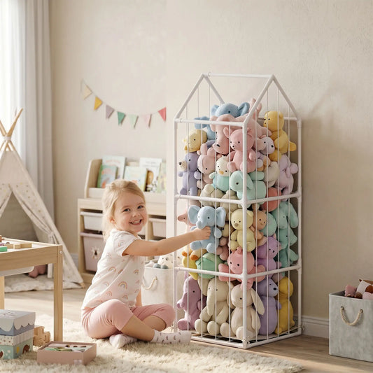 Stuffed Animal Storage Organizer, Waterproof Bottom, 47x47x132cm, no color Baby & Kids Storage White at Gallery Canada