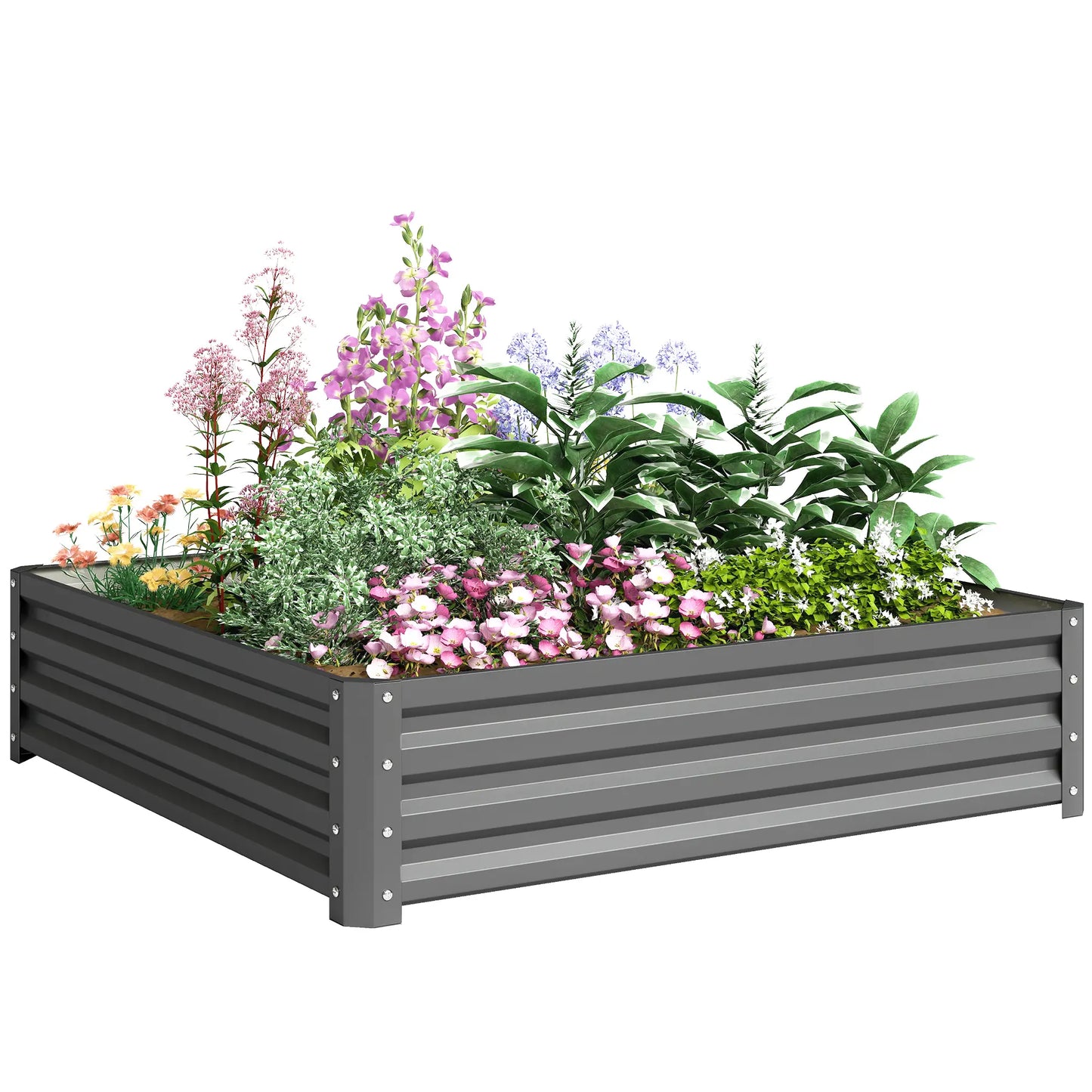 4' x 4' x 1' Galvanized Steel Raised Garden Bed, Light Grey Galvanized Planter Boxes at Gallery Canada