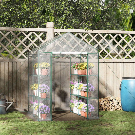 56" x 56" x 77" Walk-In Greenhouse, 8 Shelves, PVC Cover, Transparent Walk In Greenhouses Transparent at Gallery Canada