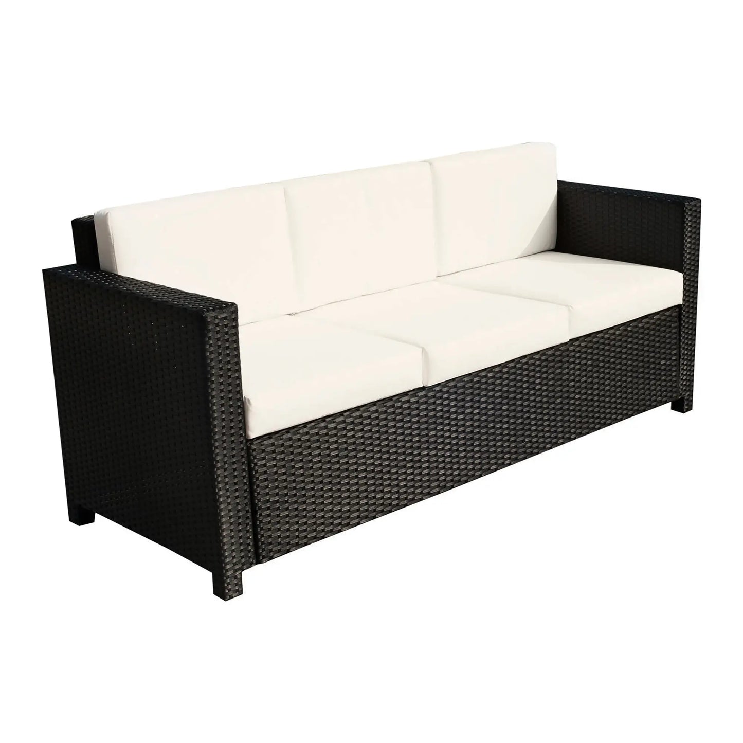 3 Seat Rattan Wicker Sofa, Outdoor Patio Furniture, Cream White Patio Furniture Sets at Gallery Canada