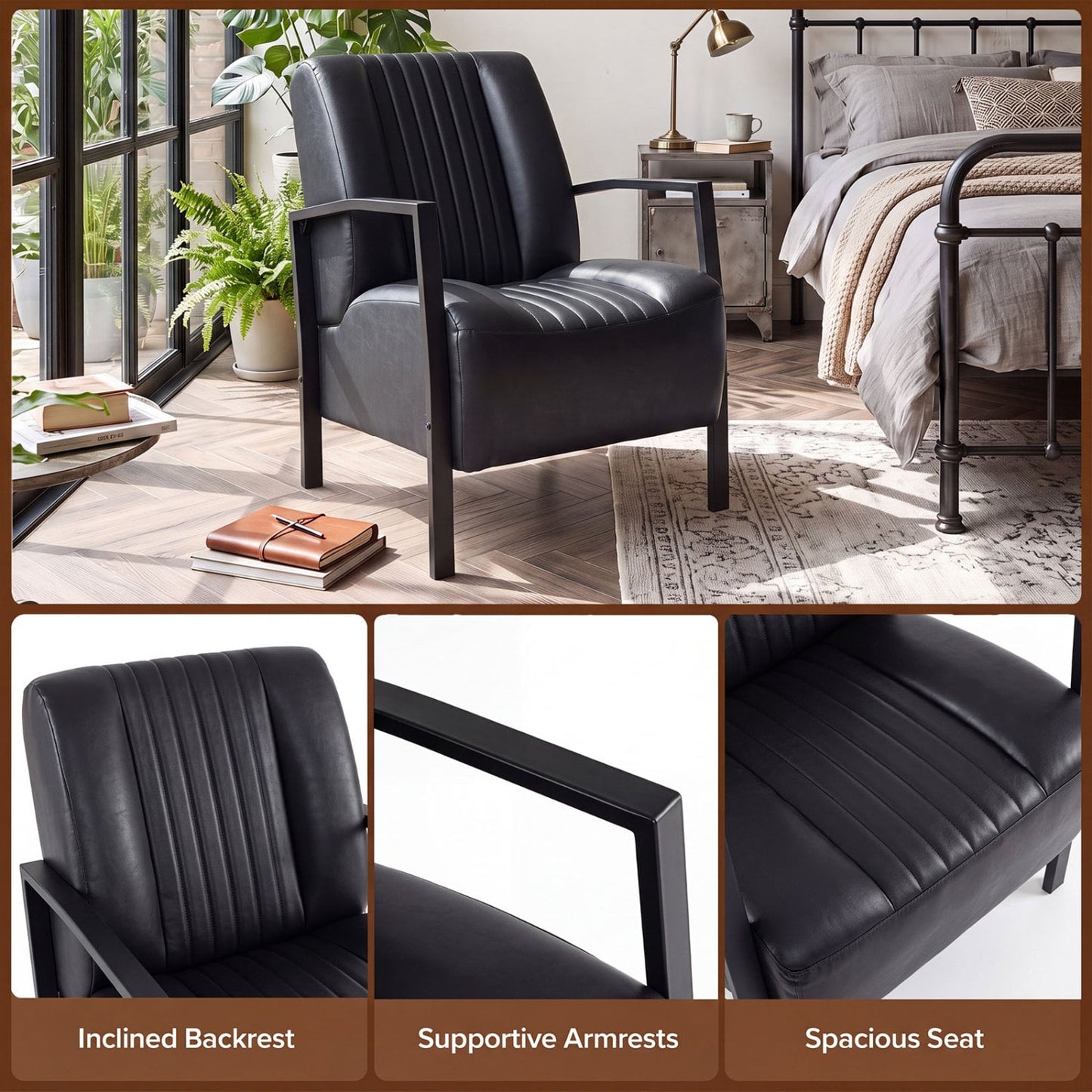 PU Leather Upholstered Armchair Accent Chairs at Gallery Canada