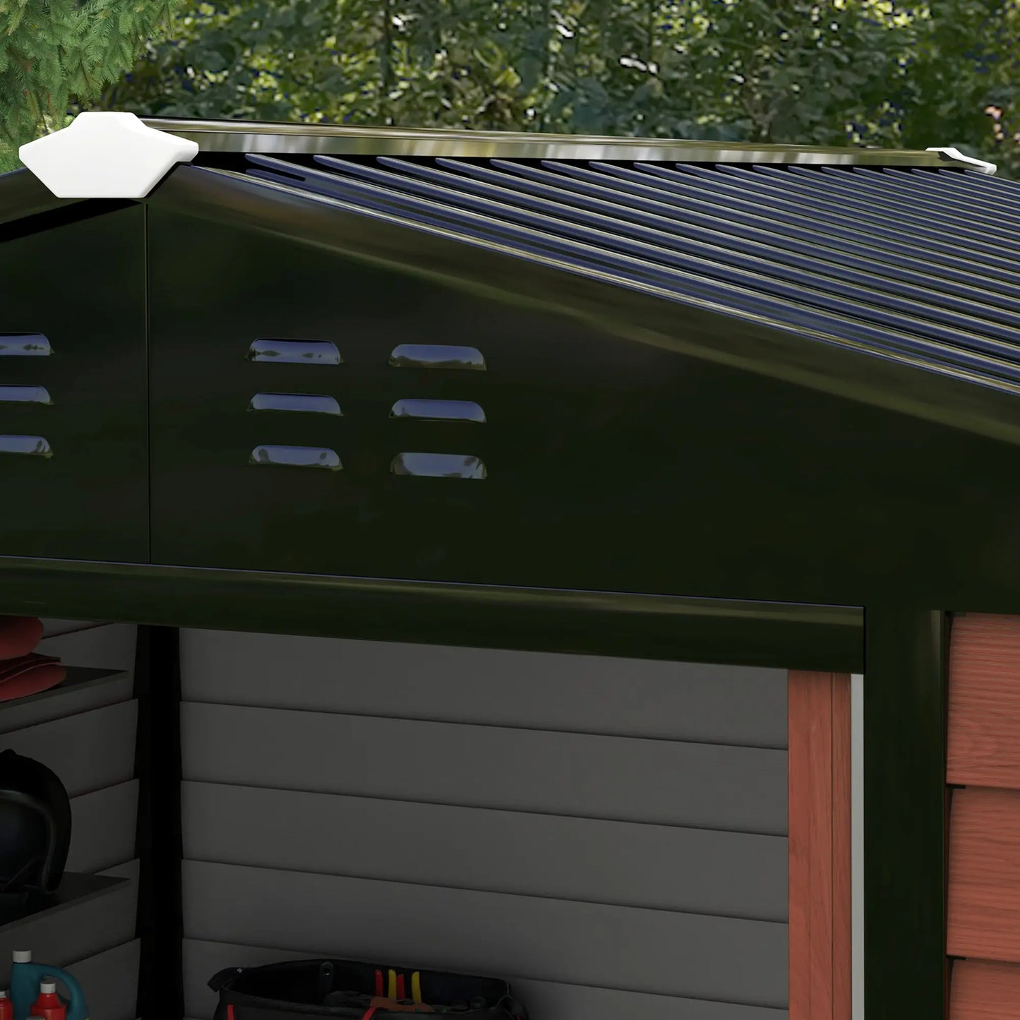 8' x 7' Outdoor Storage Shed, Galvanized Steel, Lockable Doors, Floor Frame