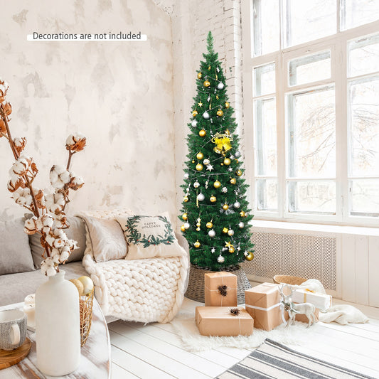 PVC Artificial Slim Pencil Christmas Tree, 6', Green Christmas Tree Green at Gallery Canada