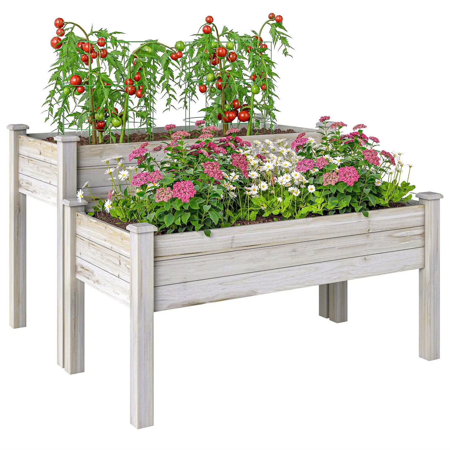 2-Tier Wood Plant Stand, Raised Bed for Flowers Vegetables Herbs Elevated Garden Beds at Gallery Canada