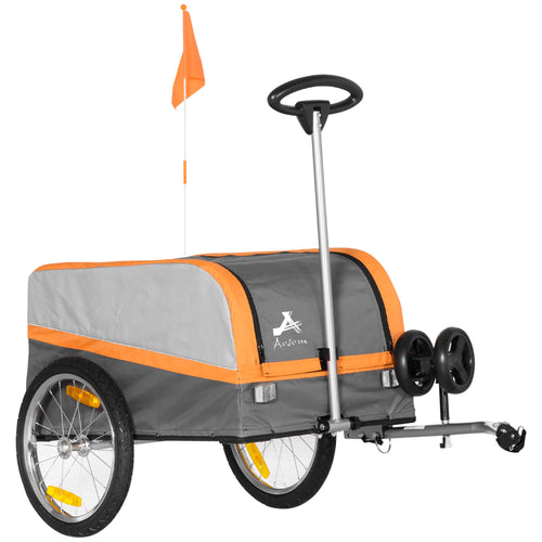 Bike Cargo Trailer &; Wagon Cart, Multi-Use Garden Cart with Luggage Box, Quick Release 16'' Big Wheels, Safety Reflectors, Hitch and Handle
