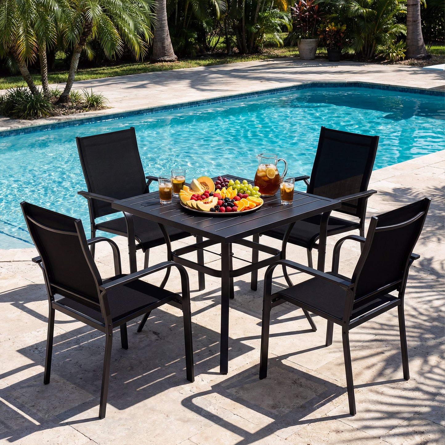 Patio Dining Chairs Set of 2/4/6 Stackable Outdoor Armchairs with Metal Frame-Set of 2 Patio Dining Chairs at Gallery Canada