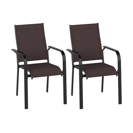 Patio Dining Chairs Set of 2/4/6 Stackable Outdoor Armchairs-Set of 6, Coffee Patio Dining Chairs Coffee at Gallery Canada