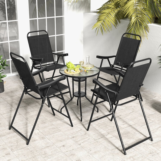 Patio Folding Bar Stool Set Of 4, Black Patio Bar Furniture Black at Gallery Canada