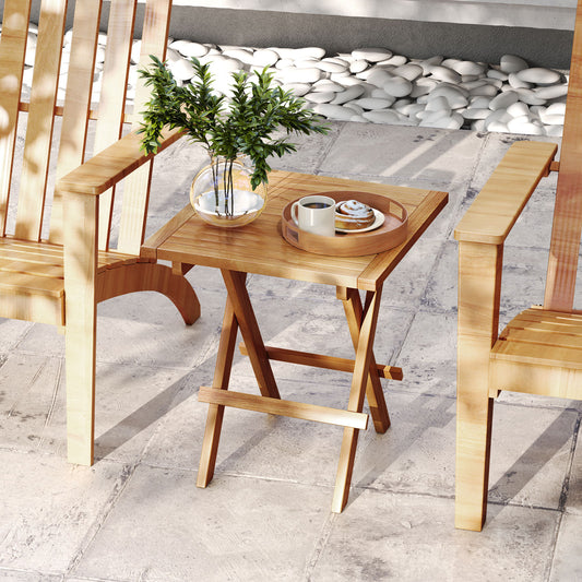 Patio Folding Side Table, X-Shaped Legs, Slatted Tabletop, Natural Patio Coffee Tables Natural at Gallery Canada